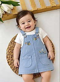 Kız Bebek Kot Elbise üst takım